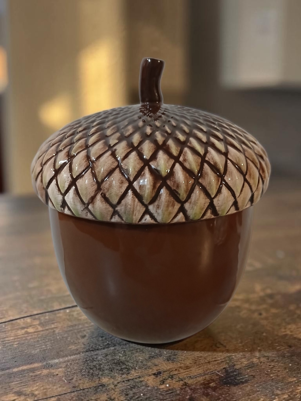 Ceramic Acorn Candle in Brown